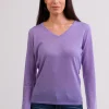 Kaschmir V-Ausschnitt Pullover viola (Frühling)
