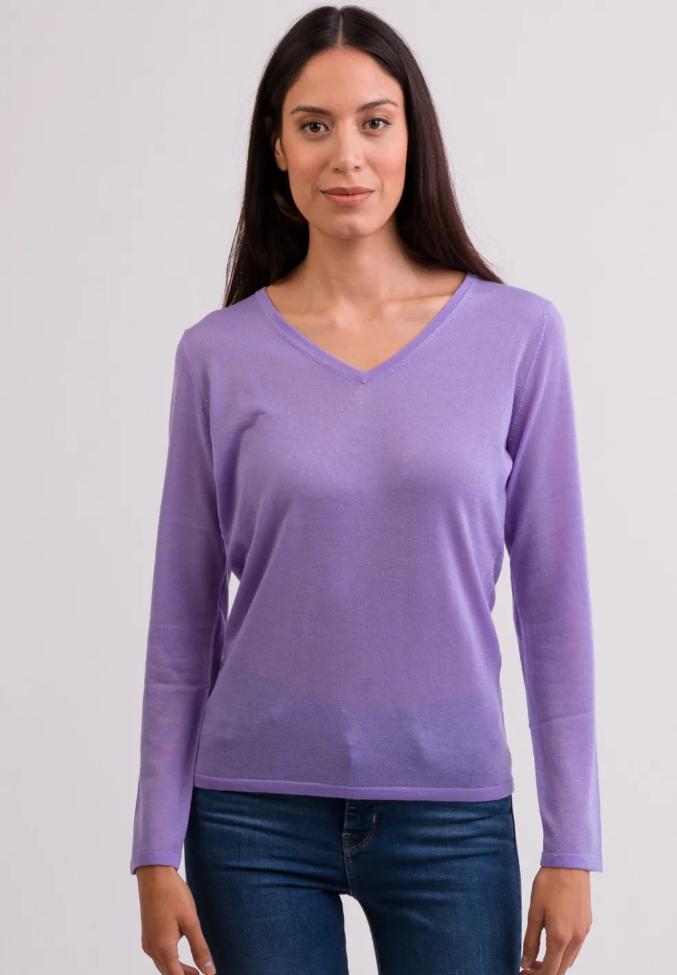 Kaschmir V-Ausschnitt Pullover viola (Frühling)