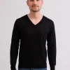 Kaschmir V-Ausschnitt Pullover schwarz (Frühling)