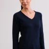Kaschmir V-Ausschnitt Pullover marine blau