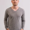 Kaschmir V-Ausschnitt Pullover grau
