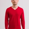 Kaschmir V-Ausschnitt Pullover rot