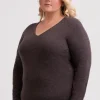 Kaschmir V-Ausschnitt Pullover taupe melange