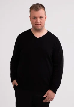 Kaschmir V-Ausschnitt Pullover schwarz