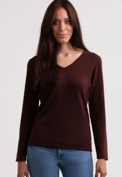 Kaschmir V-Ausschnitt Pullover zinnoberrot