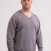 Kaschmir V-Ausschnitt Pullover grau