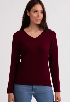 Kaschmir V-Ausschnitt Pullover rouge noir