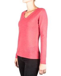 Kaschmir V-Ausschnitt Pullover virtual pink