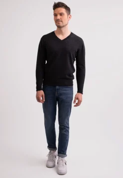 Kaschmir V-Ausschnitt Pullover dunkel anthrazit