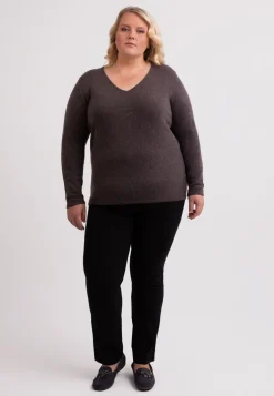 Kaschmir V-Ausschnitt Pullover taupe melange