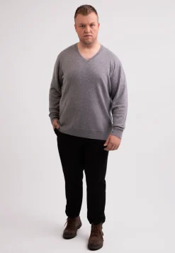 Kaschmir V-Ausschnitt Pullover grau