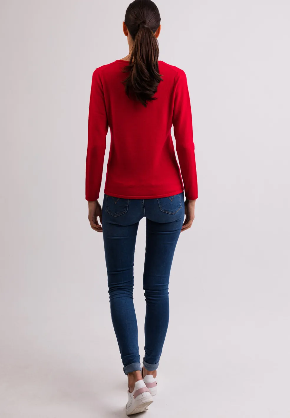 Kaschmir V-Ausschnitt Pullover rot