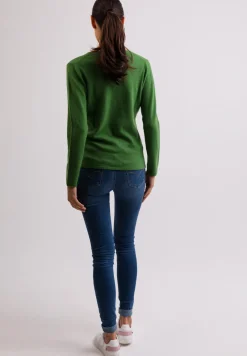 Kaschmir V-Ausschnitt Pullover grün
