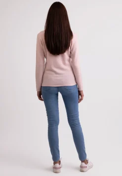 Kaschmir V-Ausschnitt Pullover puderrosa
