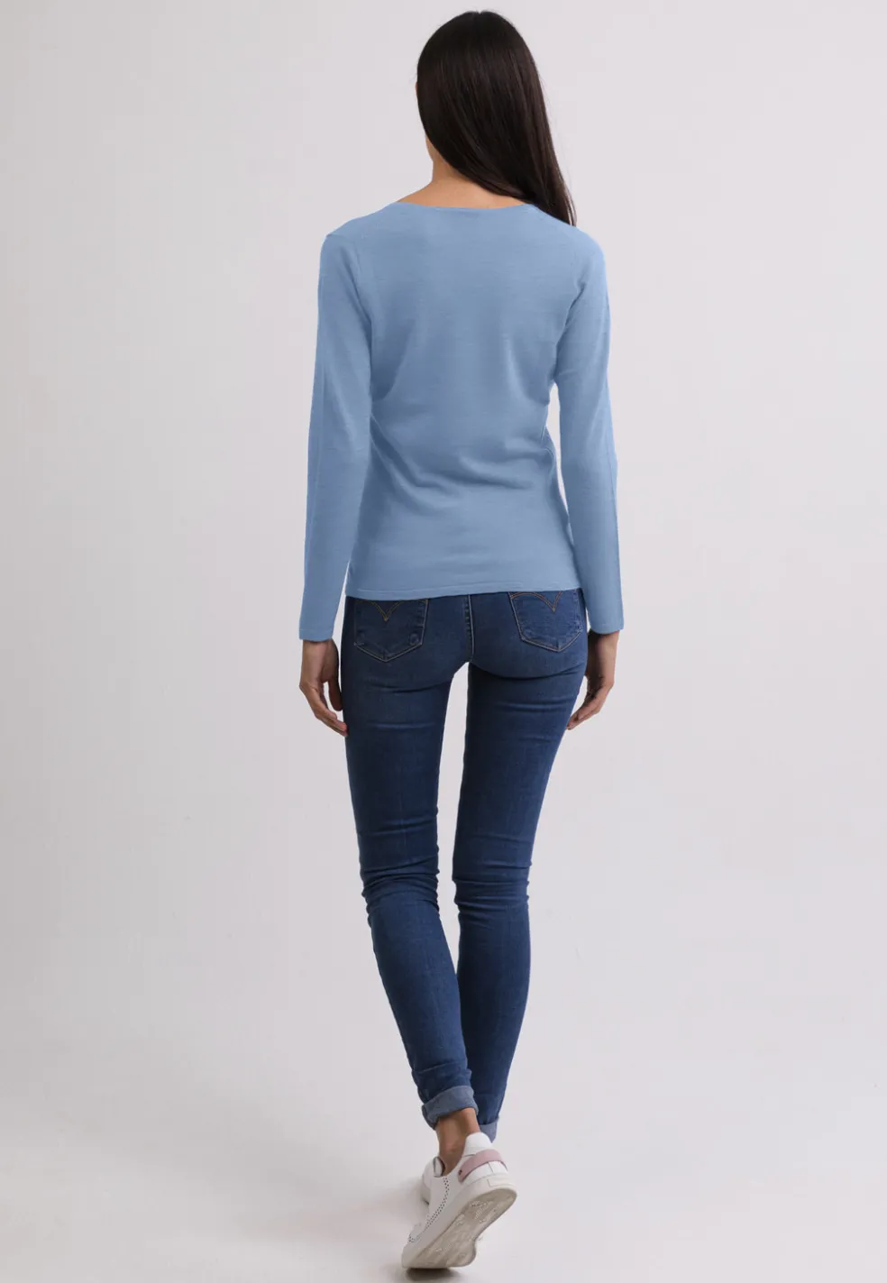 Kaschmir V-Ausschnitt Pullover hellblau (Frühling)