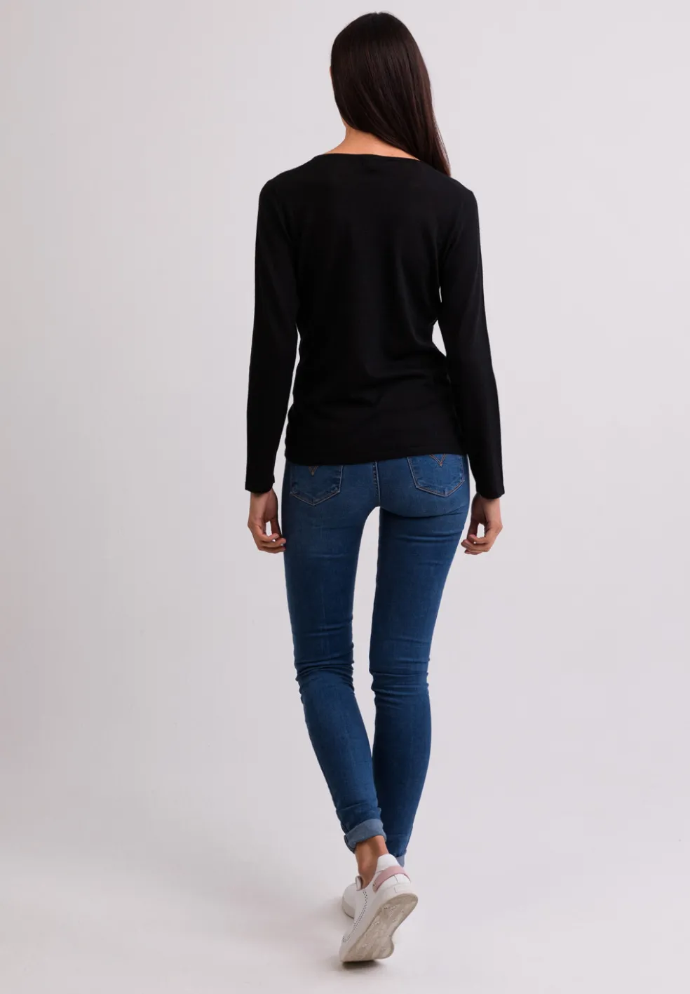 Kaschmir V-Ausschnitt Pullover schwarz (Frühling)