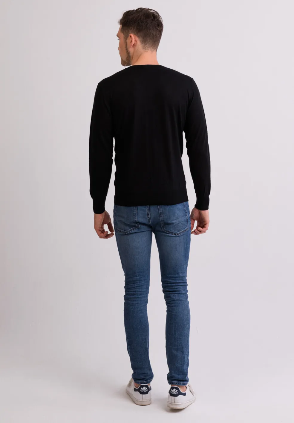 Kaschmir V-Ausschnitt Pullover schwarz (Frühling)