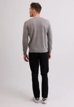 Kaschmir V-Ausschnitt Pullover grau