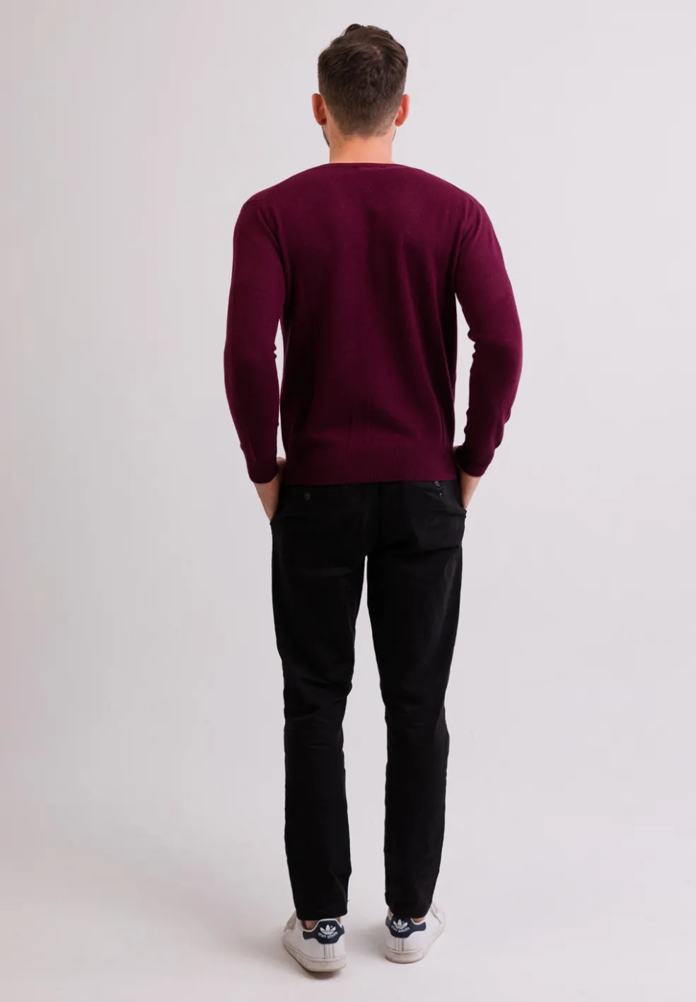 Kaschmir V-Ausschnitt Pullover cranberry rot