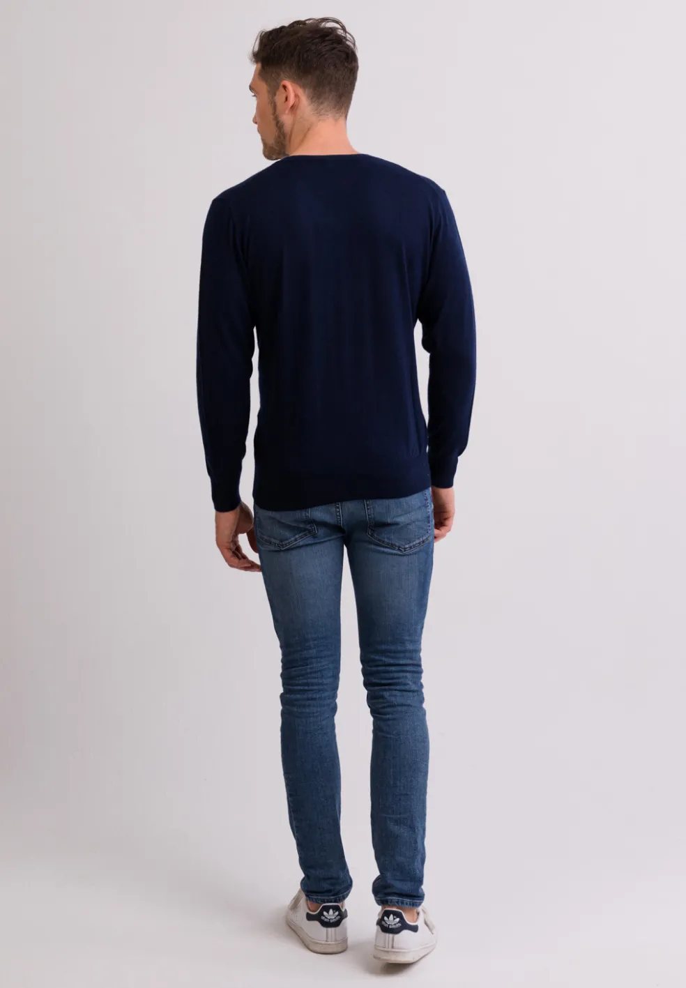 Kaschmir V-Ausschnitt Pullover marine blau (Frühling)