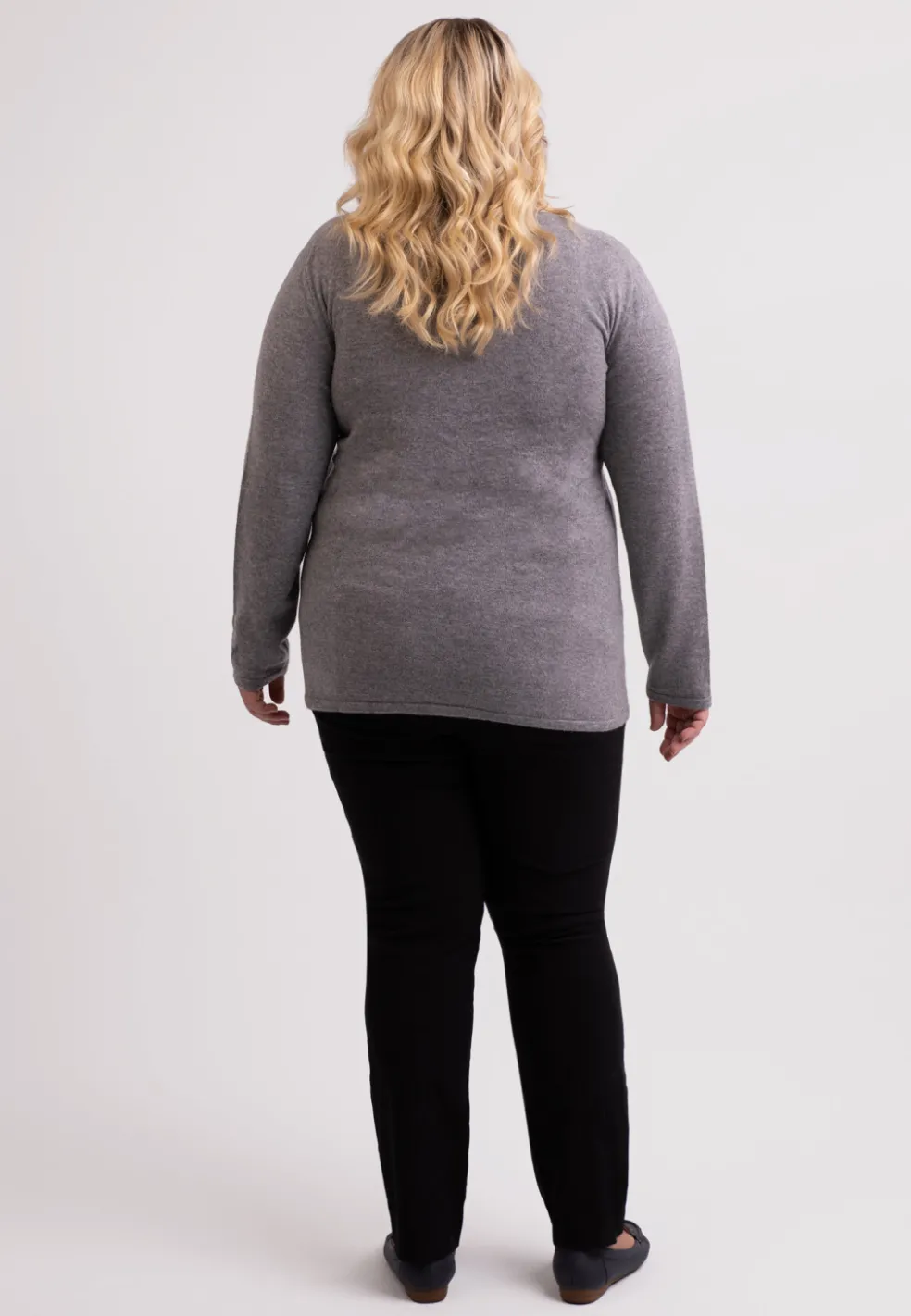 Kaschmir V-Ausschnitt Pullover grau