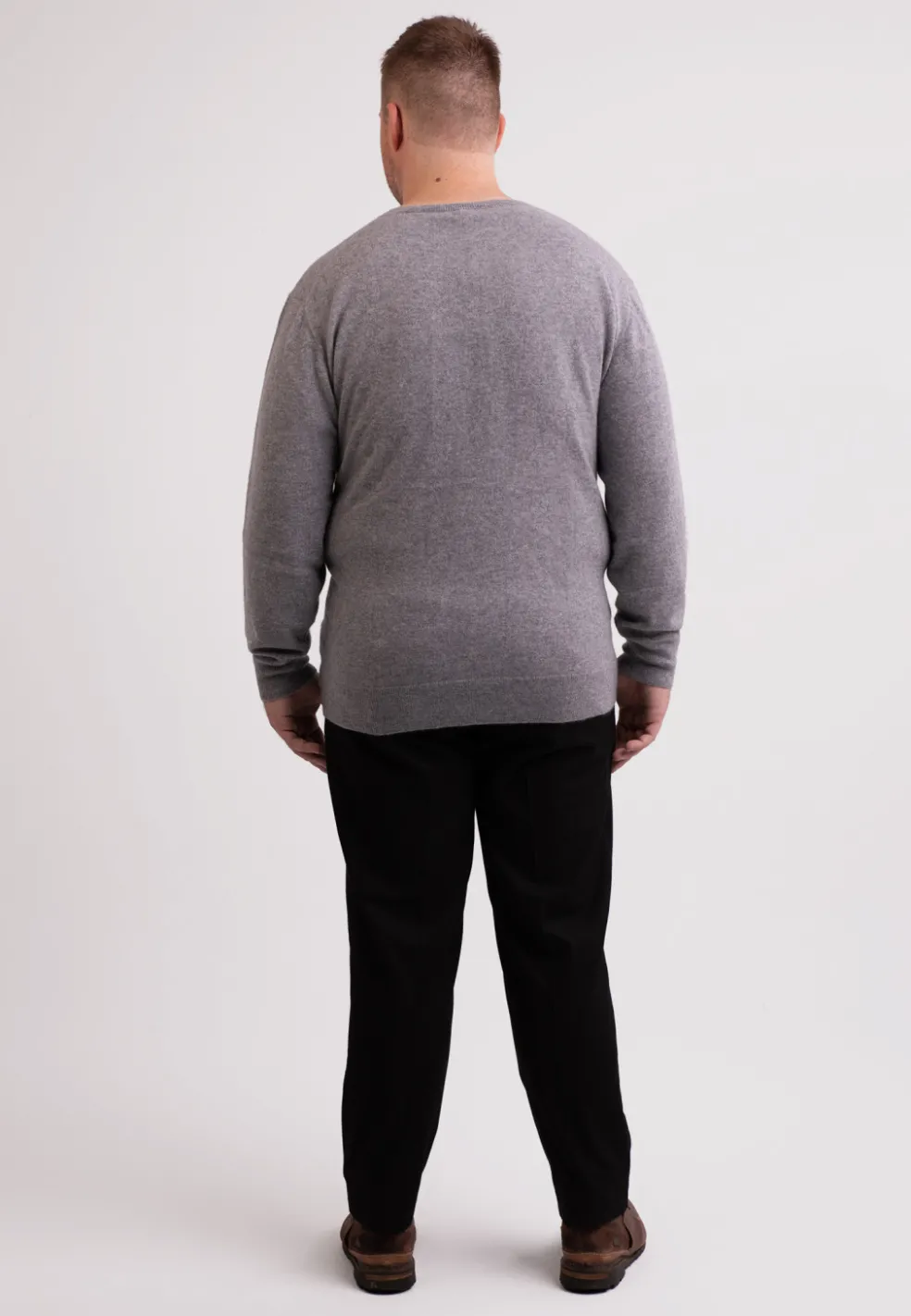 Kaschmir V-Ausschnitt Pullover grau