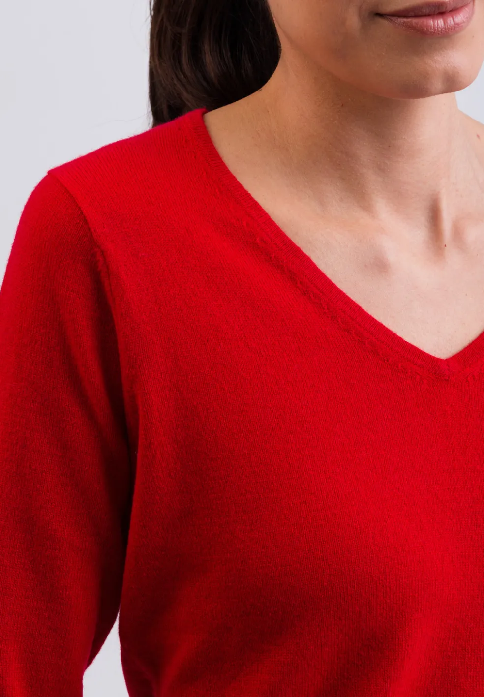 Kaschmir V-Ausschnitt Pullover rot
