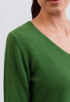 Kaschmir V-Ausschnitt Pullover grün