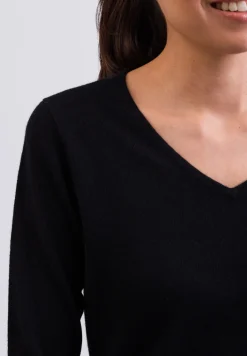 Kaschmir V-Ausschnitt Pullover schwarz