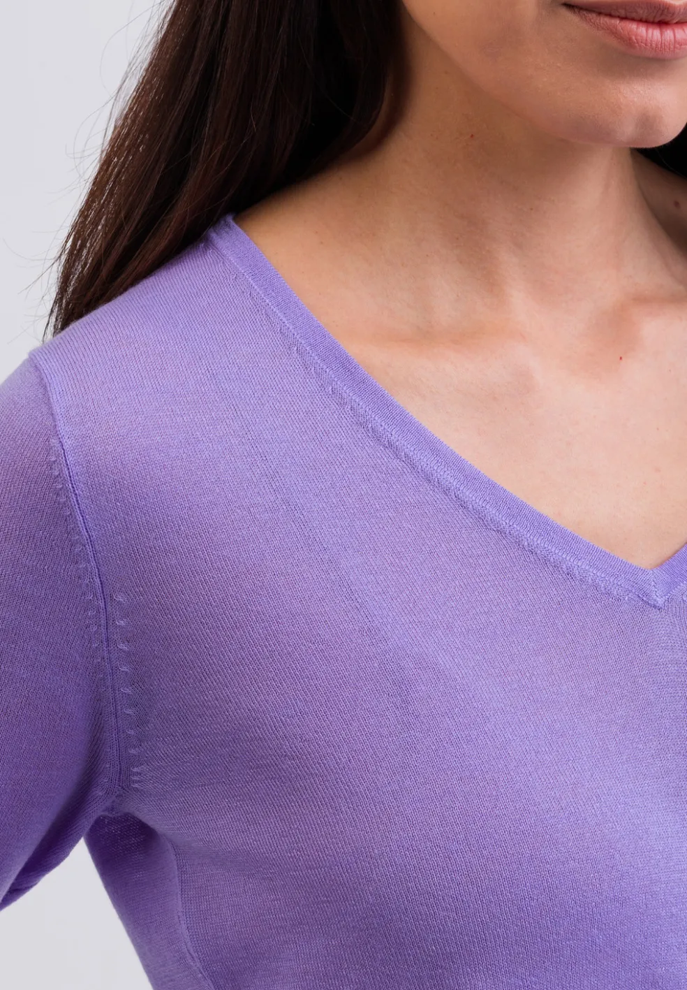 Kaschmir V-Ausschnitt Pullover viola (Frühling)