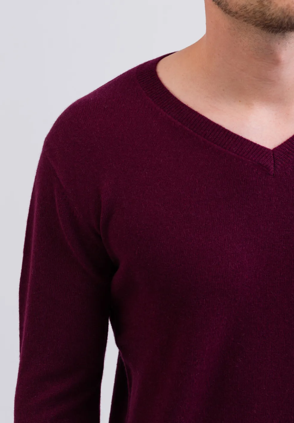 Kaschmir V-Ausschnitt Pullover cranberry rot