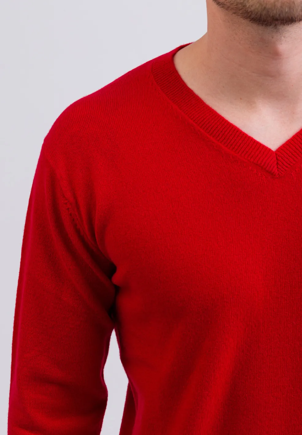 Kaschmir V-Ausschnitt Pullover rot