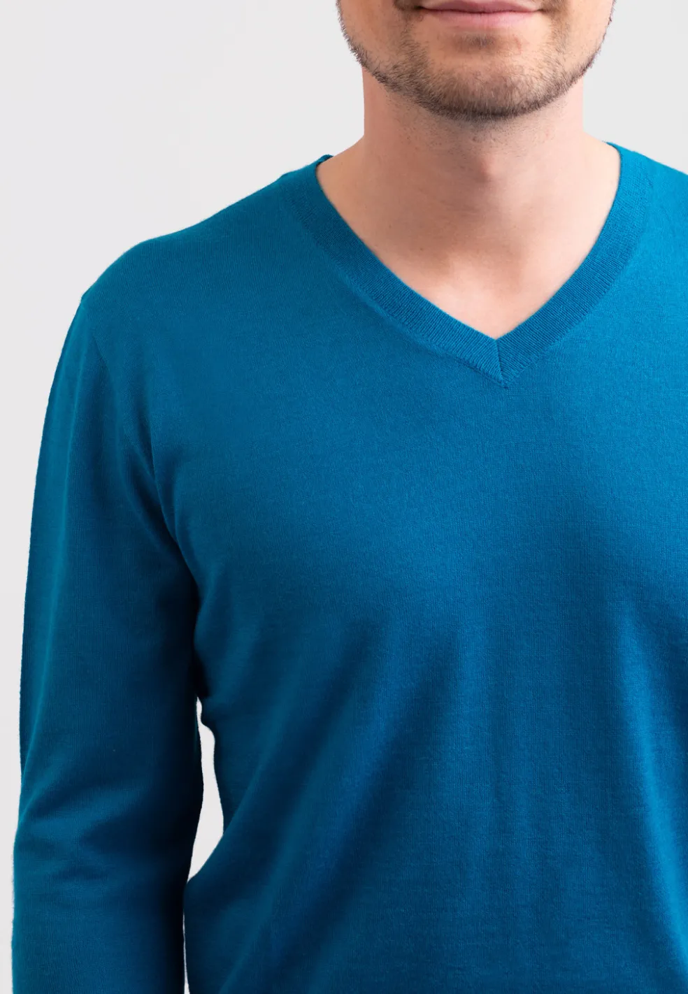Kaschmir V-Ausschnitt Pullover mykonos blau (Frühling)