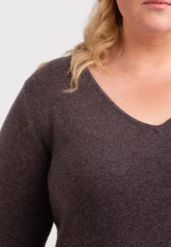 Kaschmir V-Ausschnitt Pullover taupe melange