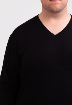 Kaschmir V-Ausschnitt Pullover schwarz