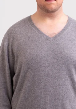 Kaschmir V-Ausschnitt Pullover grau