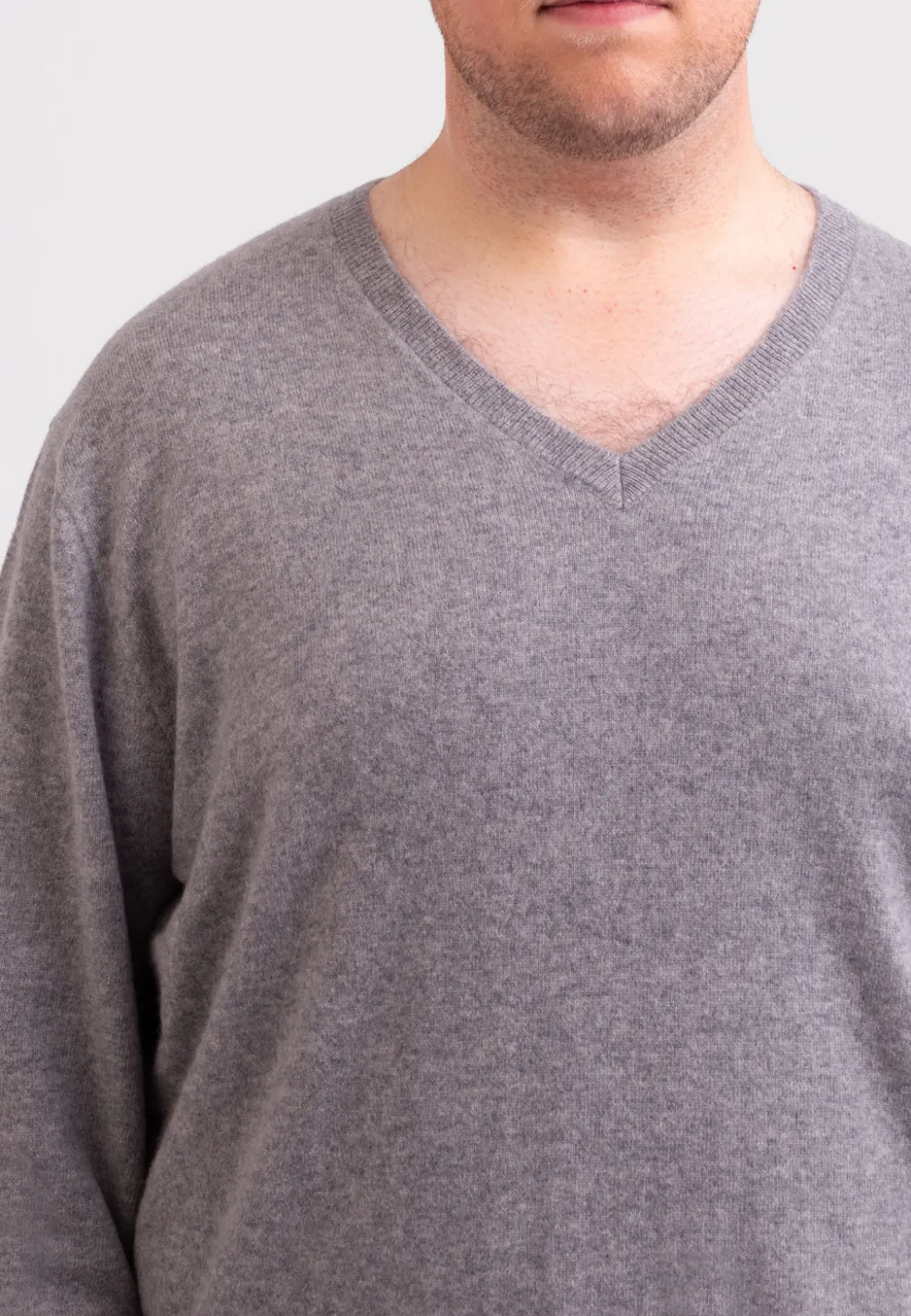 Kaschmir V-Ausschnitt Pullover grau