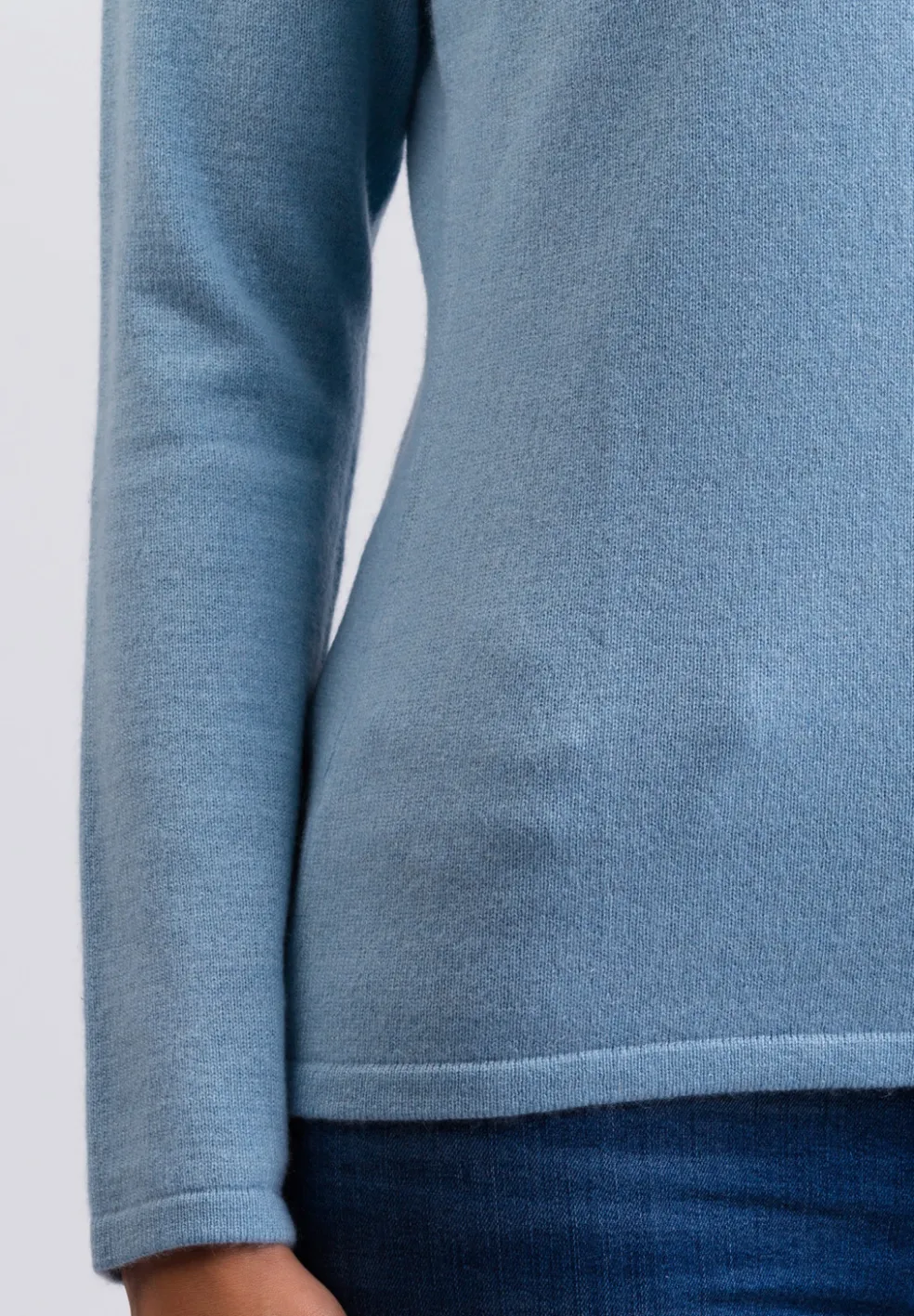 Kaschmir V-Ausschnitt Pullover hellblau