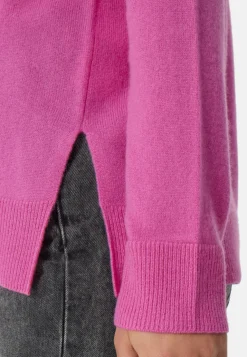 Kaschmir V-Ausschnitt Pullover mit Seitenschlitzen altrosa