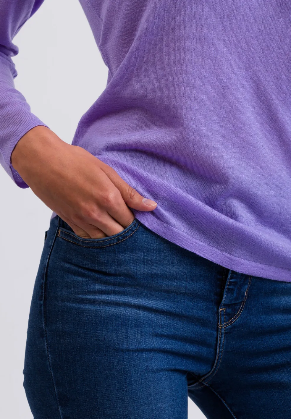 Kaschmir V-Ausschnitt Pullover viola (Frühling)