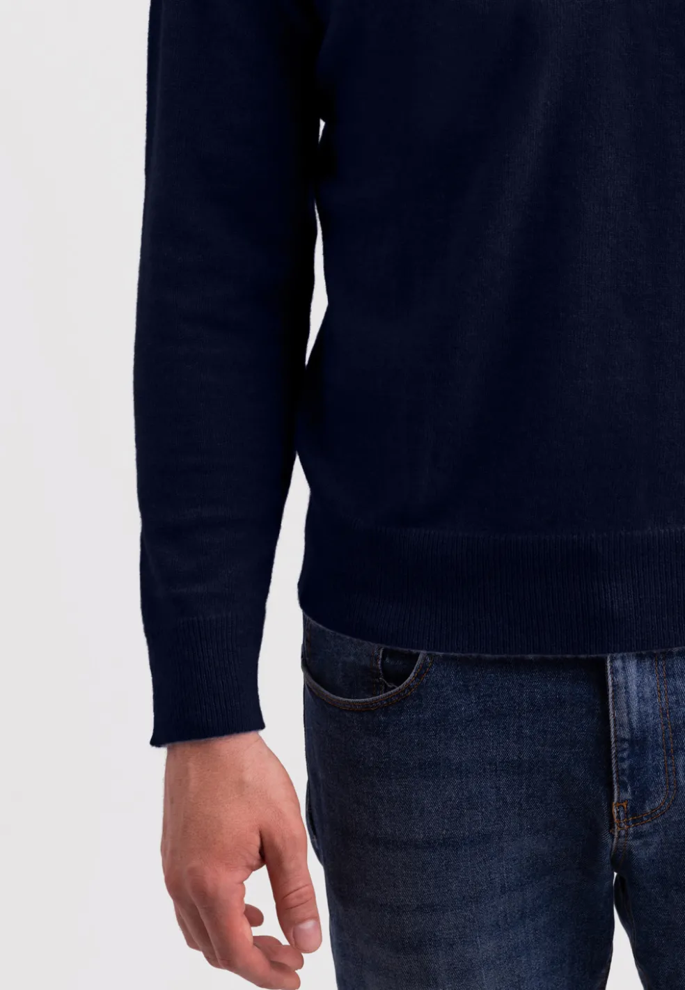 Kaschmir V-Ausschnitt Pullover marine blau