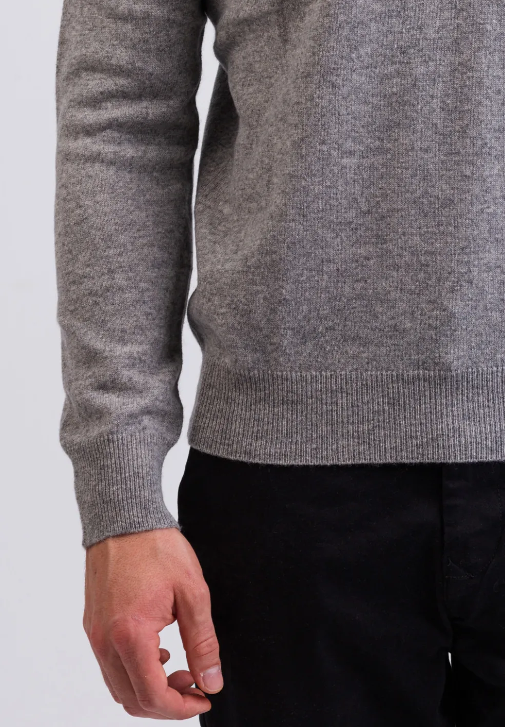 Kaschmir V-Ausschnitt Pullover grau
