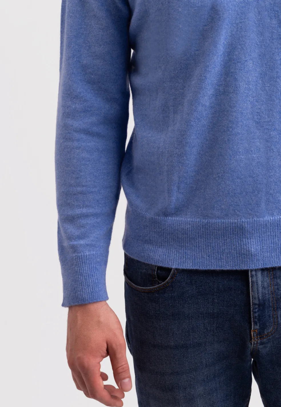 Kaschmir V-Ausschnitt Pullover azurblau
