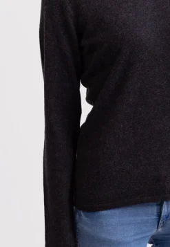 Kaschmir V-Ausschnitt Pullover dunkel anthrazit