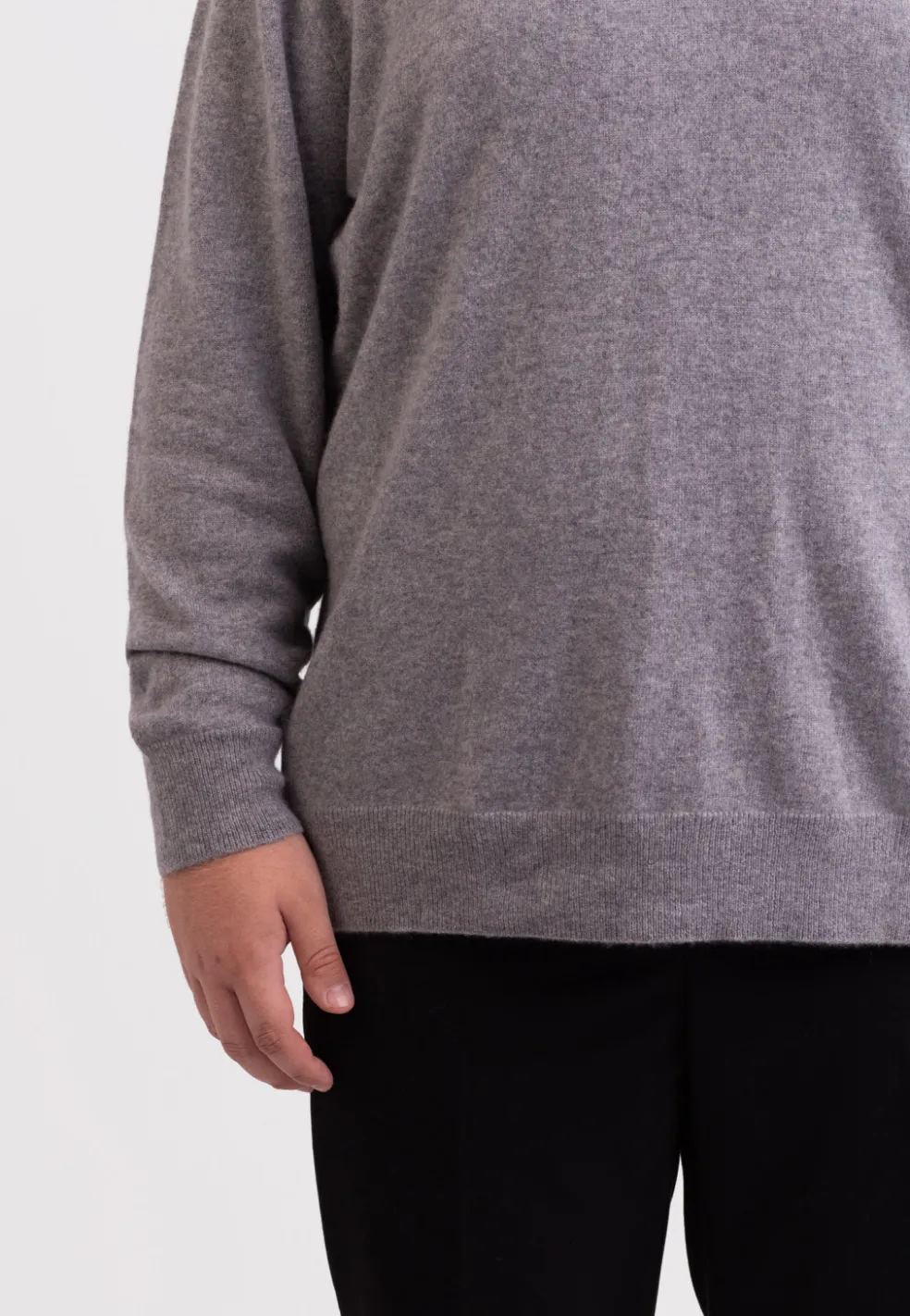 Kaschmir V-Ausschnitt Pullover grau