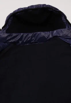 Langer Daunenmantel mit Kapuze und Kaschmirfutter navy