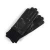 Lederhandschuhe mit Stulpen und Touchscreen tauglich schwarz