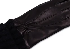Lederhandschuhe mit Stulpen und Touchscreen tauglich schwarz