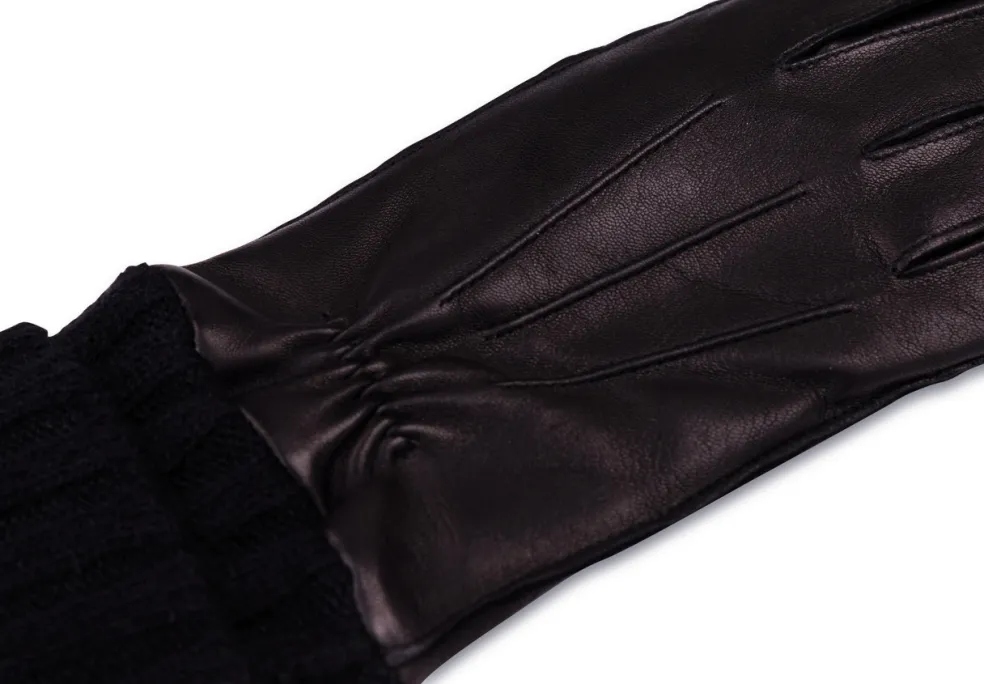 Lederhandschuhe mit Stulpen und Touchscreen tauglich schwarz