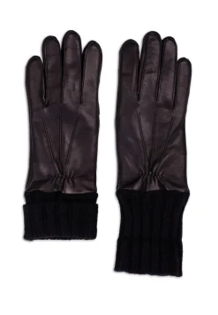 Lederhandschuhe mit Stulpen und Touchscreen tauglich schwarz